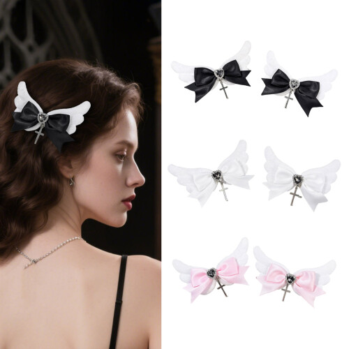 Adjustable Hair Clip With Butterfly-White Left and left models 2