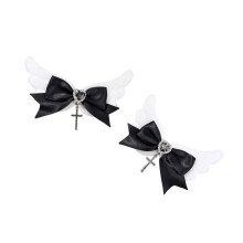Angel Wing Bows Hair Clip Zacht-Zwarte linker- en linkermodellen