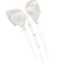 Multiuse Exaggerate Ribbon Bowknot Hair Clip Strong Hold-White