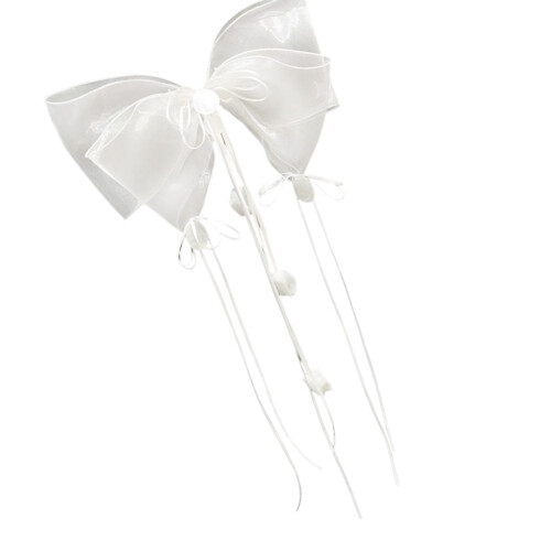 Multiuse Exaggerate Ribbon Bowknot Hair Clip Strong Hold-White