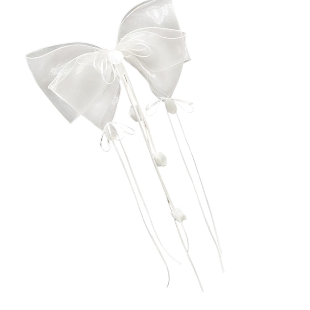 White Multiuse Exaggerate Ribbon Bowknot Hair Clip Strong Hold