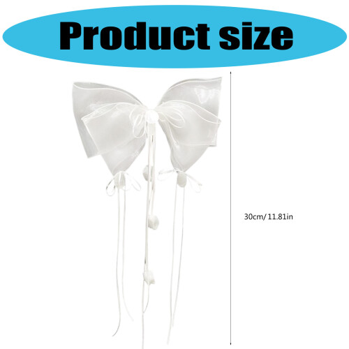 Multiuse Exaggerate Ribbon Bowknot Hair Clip Strong Hold-White 2