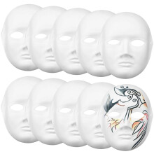 DIY Paper Masks, Pack of 10 Blank Paper Mache Masks for Crafts, Full Face with Male and Female Options, Easy to Paint