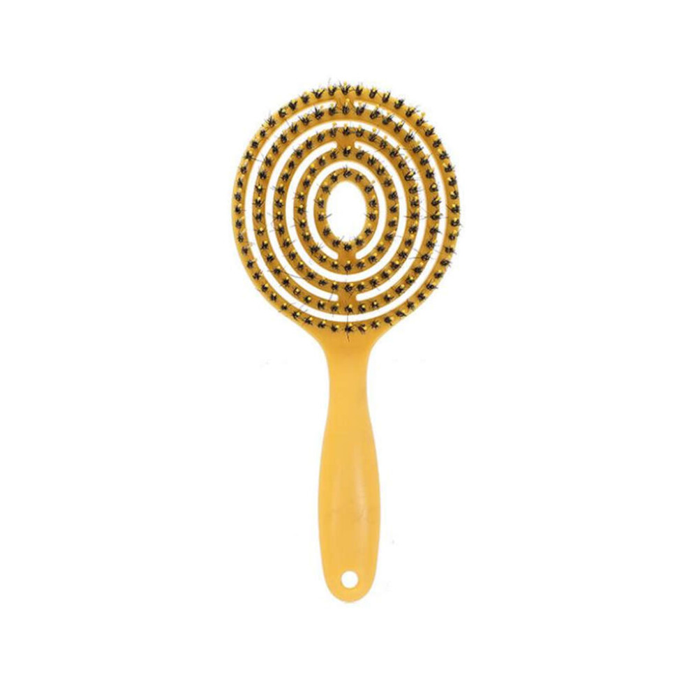 Xske Tec New Hollow Massage Comb Hairdressing Comb Styling Comb Curling Comb (Yellow)