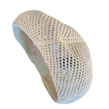 Béret léger pour femmes, chapeau à motif de dentelle-Beige