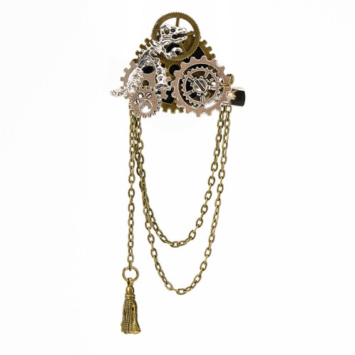 Épingle à cheveux Design Punk Gear, broche à franges,-Or