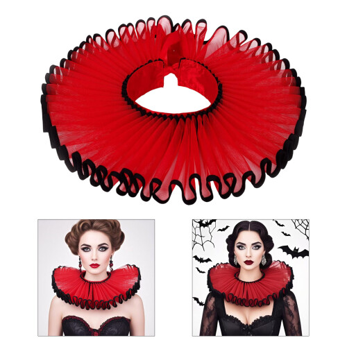 Ruffled Pattern Neck Capes Retros Adjustable Choker-Black 2