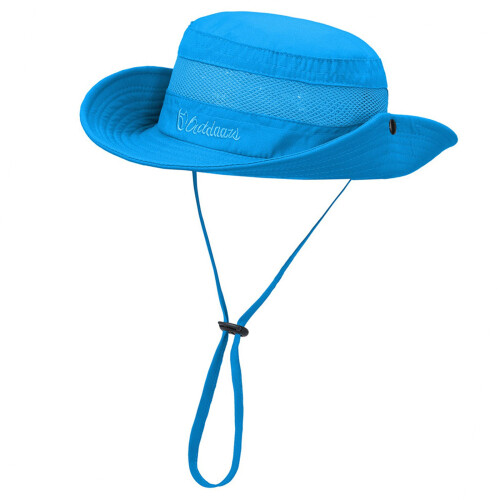Kids Foldable Wide Brims Sun Hat Breathable Mesh-Sky Blue