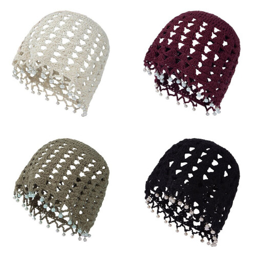 Pullover Crocheted Lace Bucket Hat Tassels Trim-3091 Black 1