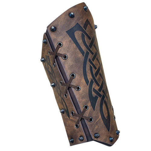 Medieval Arm Bracer Embossed Wrist Guard Adjustable PU-A
