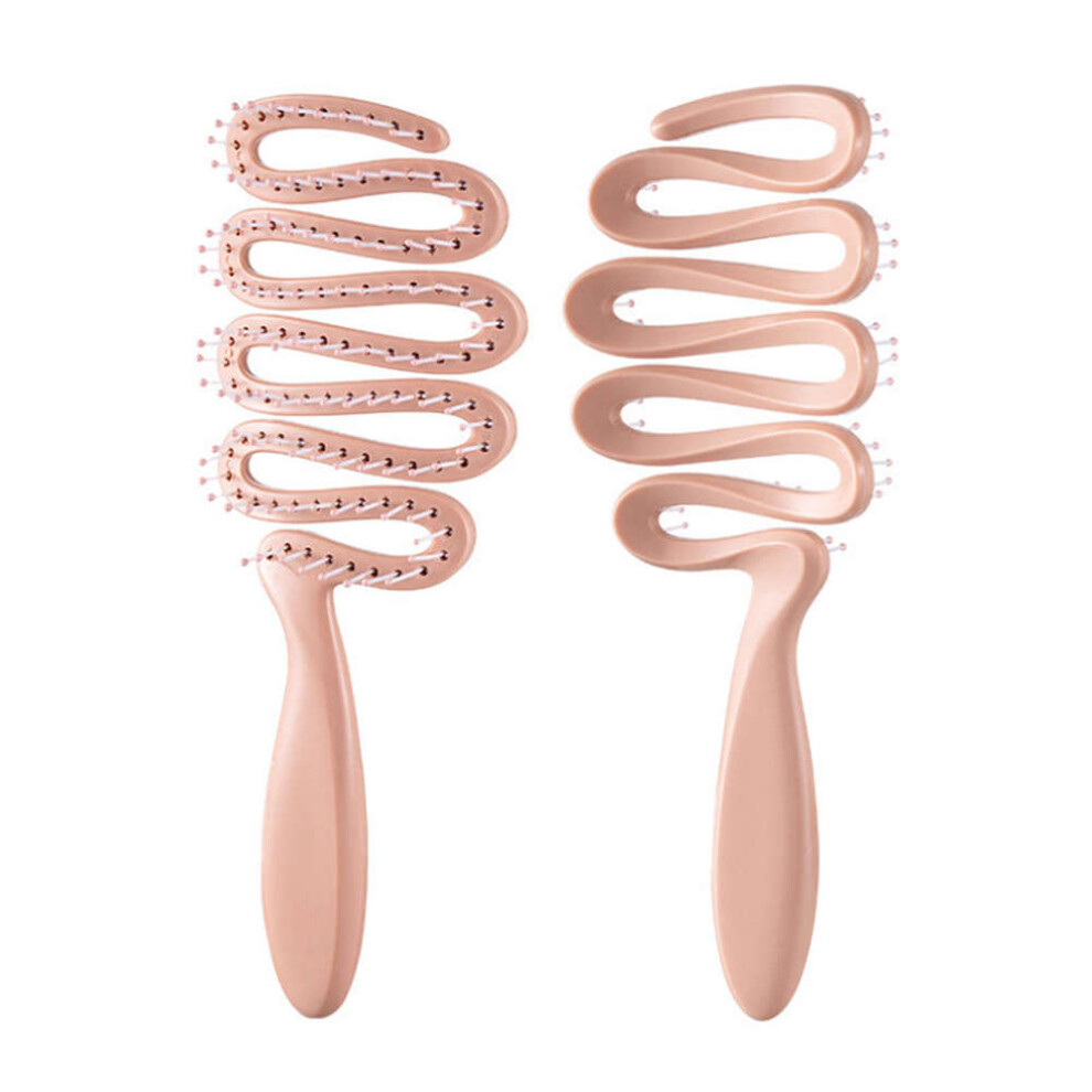 Xske Tec Hollow Simple Ribbon Comb Scalp Cleaning Hair Comb (Pink, L)
