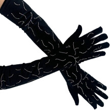 Dark Gloves Long Sleeves Nightclub Gloves for Women and Girl