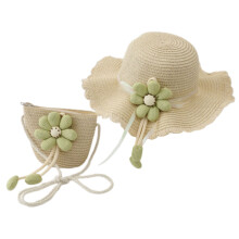 Summer Kids Sun Hat With Matching Purse Outdoor Play And-Beige