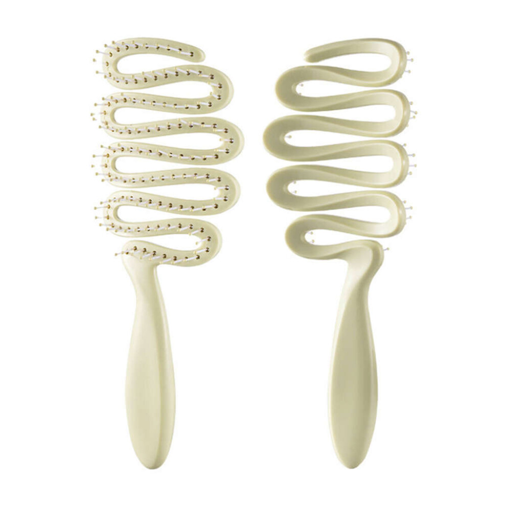 Xske Tec Hollow Simple Ribbon Comb Scalp Cleaning Hair Comb (Green, L)