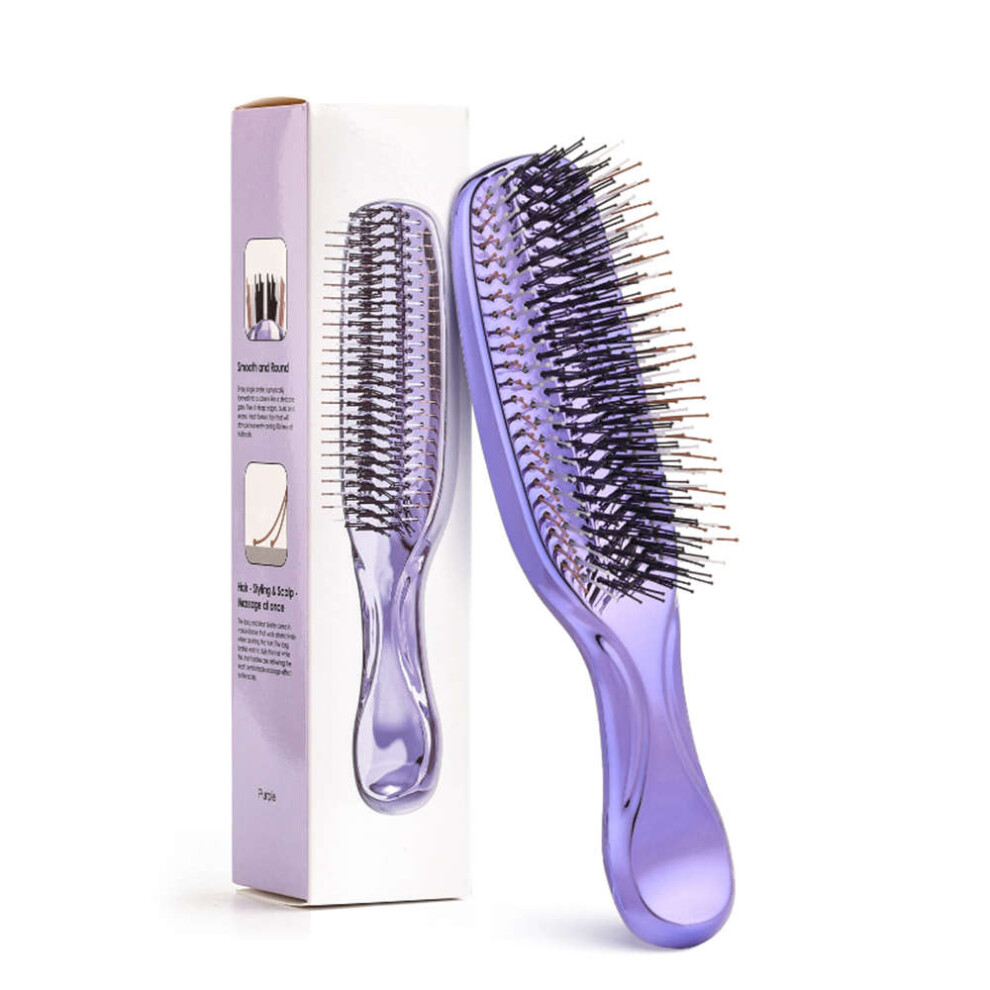 Xske Tec Electroplating Meridian Massage Comb Household Scalp Care Wet And Dry Dual Use Hairdressing Comb (Purple)