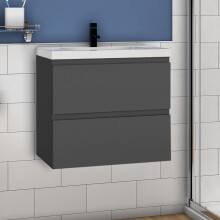 Aica 600 mm Bathroom Vanity Unit and Sink Wall Hung Grey