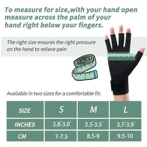 Copper Compression Gloves with Straps, for Carpal Tunnel, Arthritis (M) 1