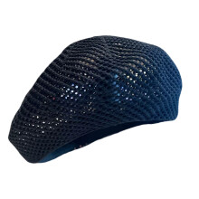 Gehaakte baret voor dames Luchtige katoenmix Zachte Franse-Zwart
