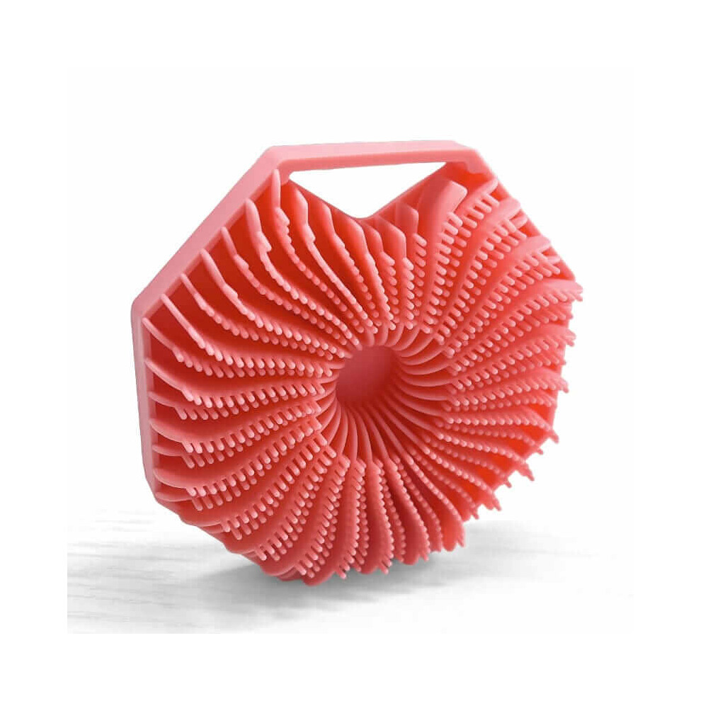 Xske Tec Pink Polygonal Silicone Shower Brush Portable Wall Hanging Silicone Shower Brush Hexagonal Shower Brush Ï¼Pinkï¼