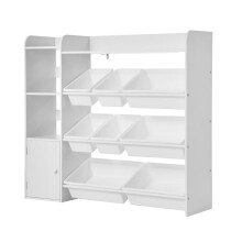 Meuble de Rangement-Duoku-pour Jouets à 4 Niveaux-avec Bibliothèque Intégrée-Êtagère d'organisation Êquipée-Idéal pour Salle d'étude