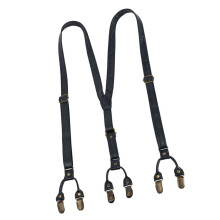 Vintage Style Men Dress Suspenders 2Cm Width 6 Clip-Black