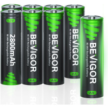 Bevigor AA Rechargeable Batteries - 2800mAh 1.2V Ni-MH High Capacity - Pack of 8