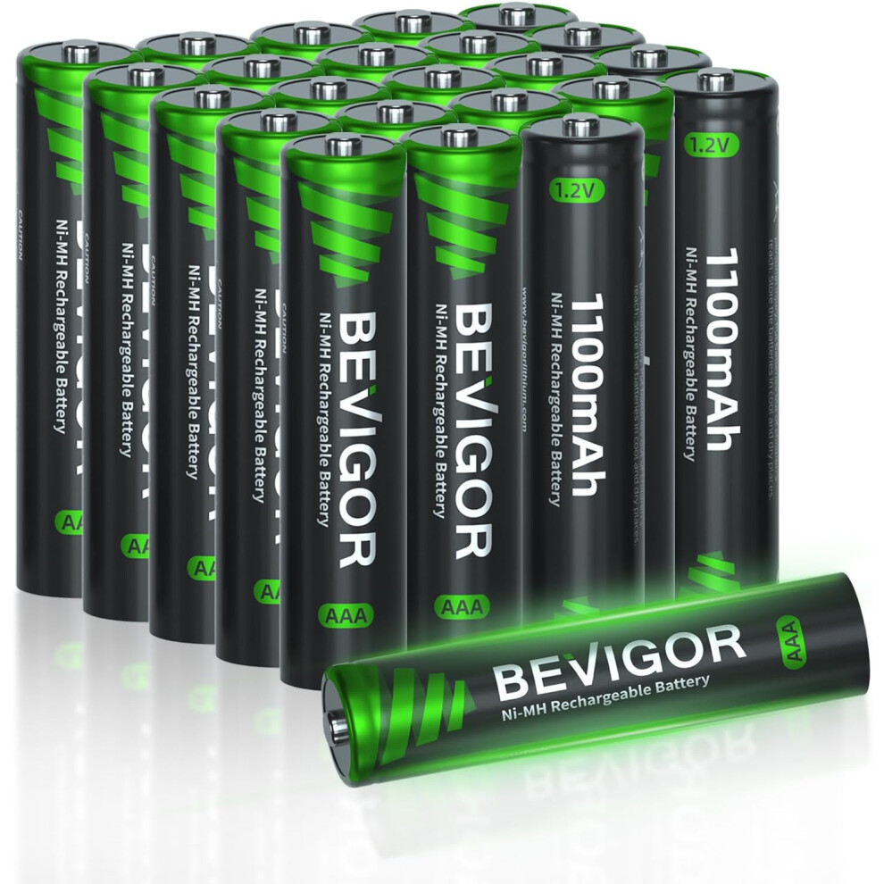 Bevigor Aaa Rechargeable Batteries - 1100Mah 1.2V Ni-Mh High Capacity - Pack Of 24 5061115170168