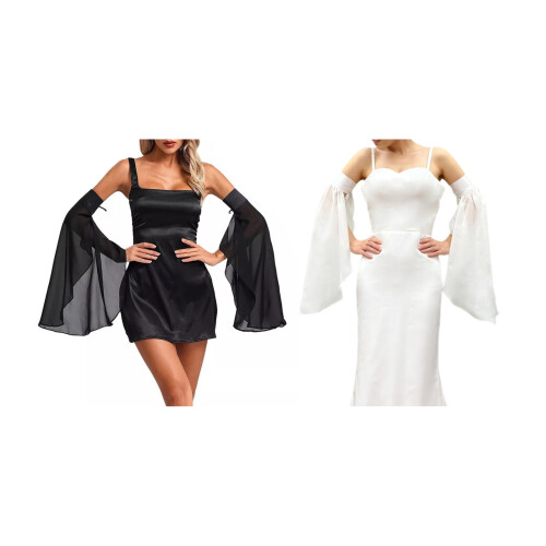 White Bridal Sleeves Comfortable Elastic Cuffs Wedding-White 1