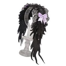 Gothic Hair Accessory Wide Breathable Fabric-Black purple