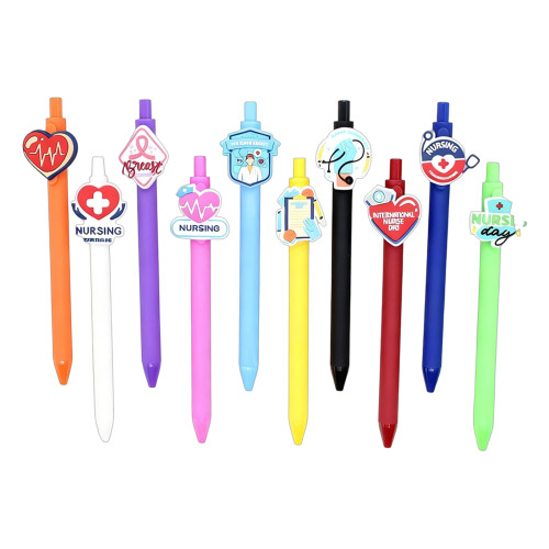 10Pcs Nurses Week Theme Ballpoint Pens Refillable-Rose Red 1