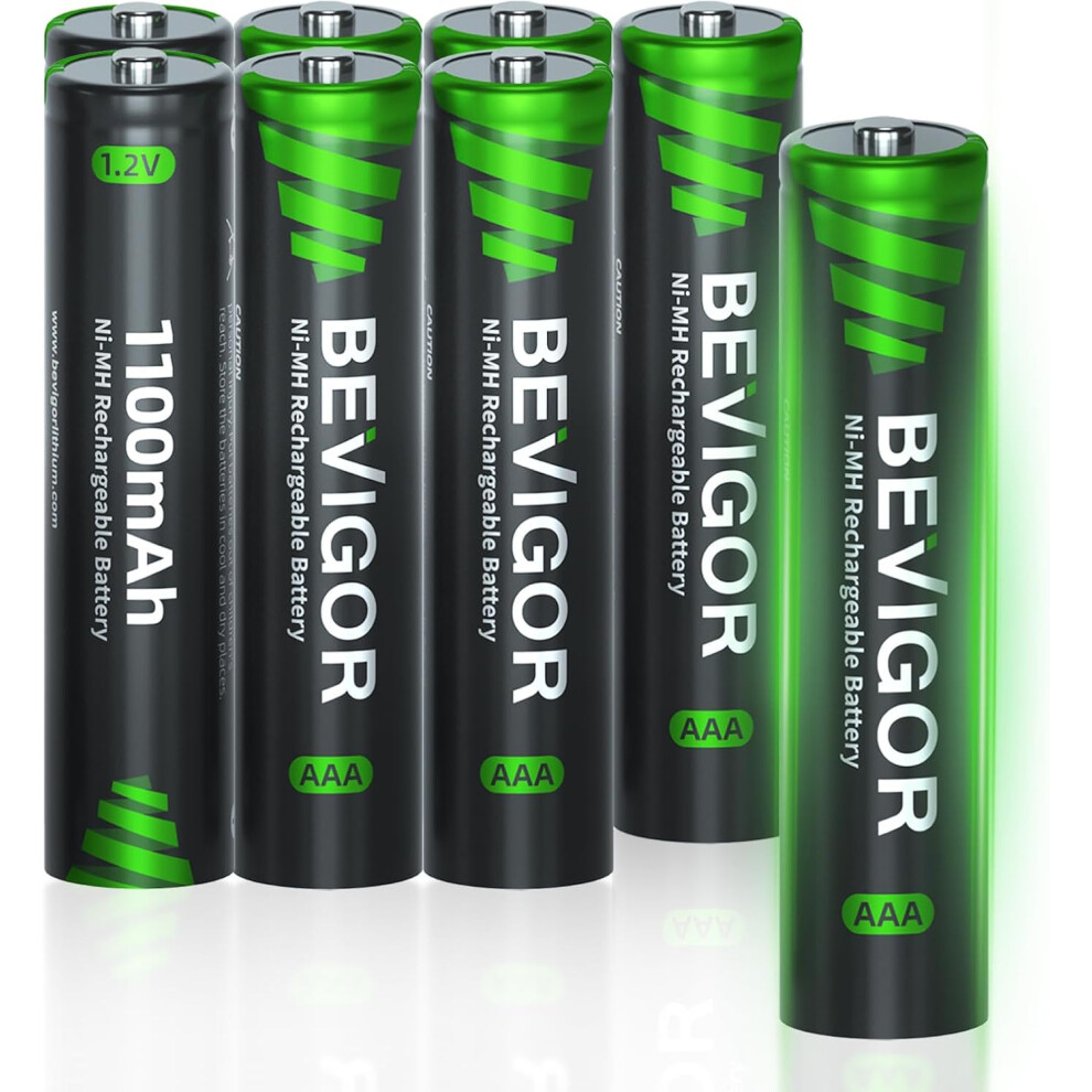 Bevigor Aaa Rechargeable Batteries - 1100Mah 1.2V Ni-Mh High Capacity - Pack Of 8 5061115170021