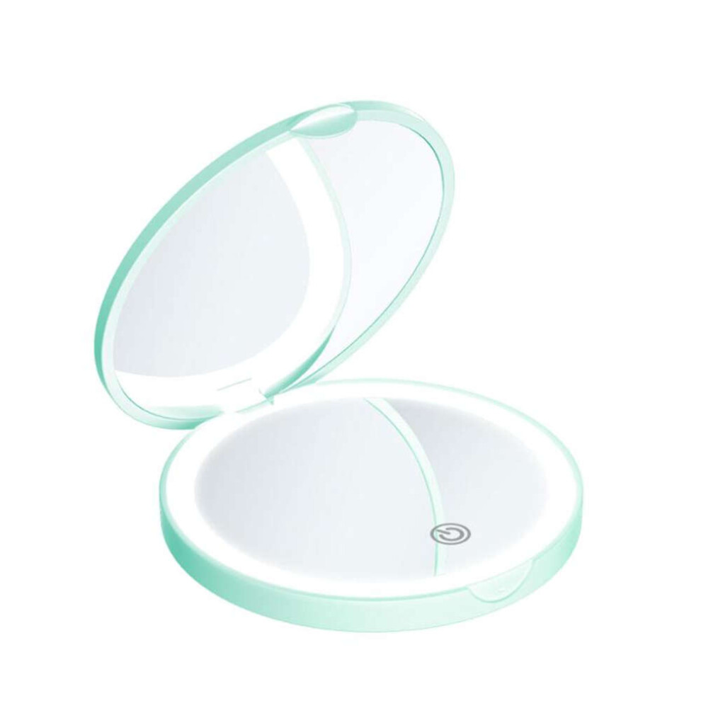 Xske Tec Green Folding Handheld Led Makeup Mirror Can Be Carried With You Rechargeable Small Mirror (Green)