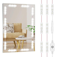 Luzes de espelho de maquiagem estilo Hollywood, LED branco ultrabrilhante à prova d'água de 4,2 metros, brilho ajustável e função de memória,