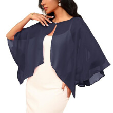 Chiffon Wedding Stole for Brides Lightweight Cover Up-Navy Blue