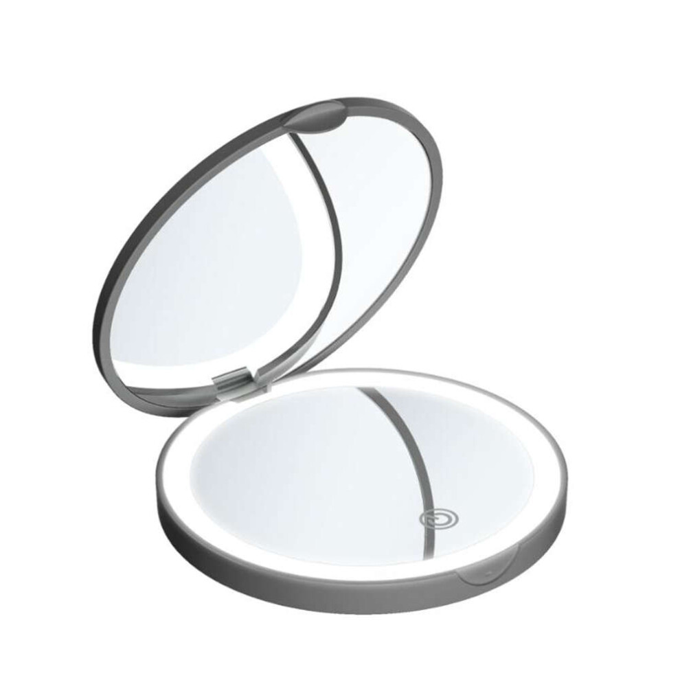 Xske Tec Black Folding Handheld Led Makeup Mirror Can Be Carried With You Rechargeable Small Mirror (Black)
