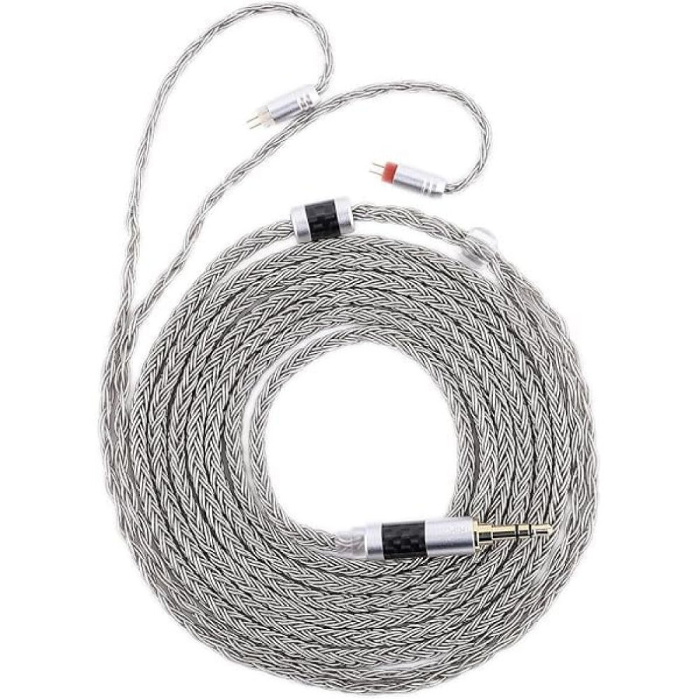 Replacement Iem Cable For Hifi Earbuds, Premium Ofc Braided Cable 2M Plated Copper Cord With Enhanced Sound Clarity, Diy Hifi Headphone Upgrade Silver 9416038593543