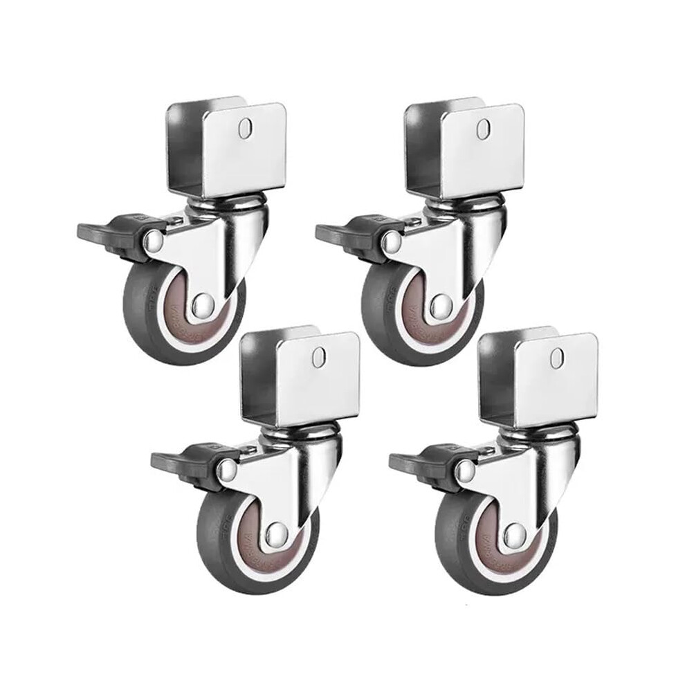 Castors, 1/1.5/2 Inch, Quiet Soft Rubber Wheels, Ushaped With Brake For Cabinets 9365049105231