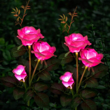 Solarbetriebene dekorative Rosenlichter, realistische künstliche Rosenstecker mit automatischer Aufladung, wasserdichte Gartenstecker für Terrasse