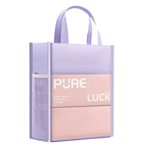 Multifunctional File Bag Handheld Canvas Book Bag-Purple