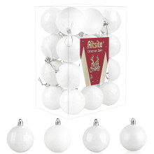 Pack of 24 White 6 cm Shatterproof Christmas Baubles for Tree, Festivals