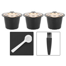Plnitelné kávové kapsle se stříbrným víčkem, 3 ks opakovaně použitelných espresso kapslí pro Nespresso, odolné s dobrým těsnicím