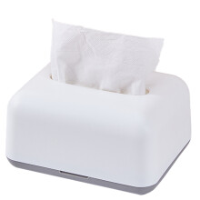 Flexibele tissue dispenser met opening, herbruikbaar ontwerp van acrylplastic, geschikt voor vochtige omgevingen. De rechthoekige vorm past bij elk