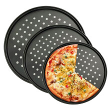 Pizza Tray with Holes 3 Pieces 10'/11'/12 Pizza Trays Carbon Steel NonStick Food Safe Round Pizza Steel for Home Restaurant