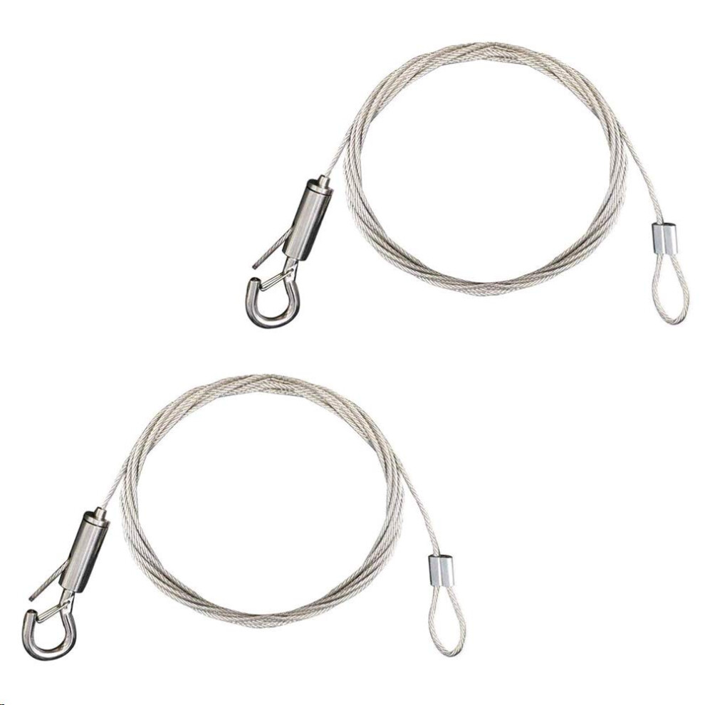 Pack Of 2 Stainless Steel Wire Rope 1.5Mm X 2M With Loop Eyelets Hooks 9119770848444
