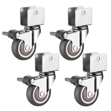Castors, faux furniture castors, 1/1.5/2 inches, quiet soft rubber wheels, Ushaped with brake