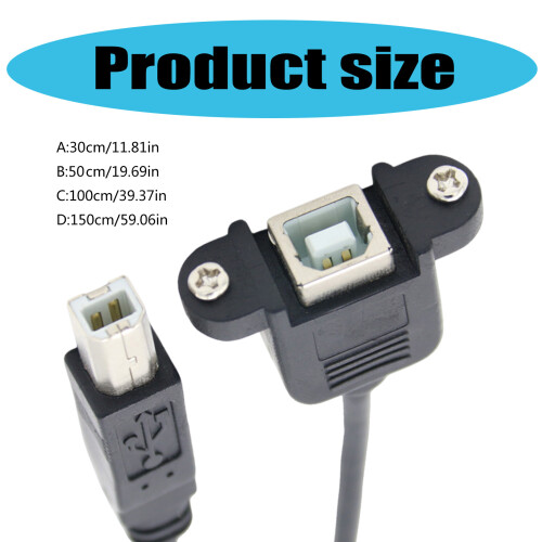 Câble d'extension d'imprimante USB2.0 robuste, câble USB2.0-0,5m 2