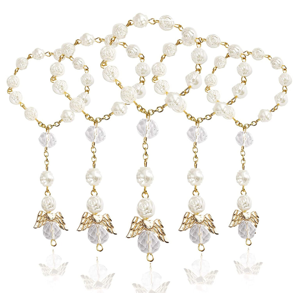 30 Pieces Christening Rosary Acrylic Rosary Beads Mini Rosary For First Communion Christening Party Favours, Acrylic, Metal, Pearl Ivory