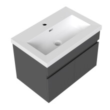 600mm Bathroom Vanity Unit with Resin Sink 2 Doors Wall Hung Matt Grey Bathroom Cabinet Storage Furniture