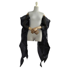 Formal Event Detachable Arm Covers Elegant Long Ribbon-Black