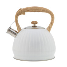 Tetera silbante de material natural con mango recubierto de goma y plástico, gran capacidad, resistente, de acero inoxidable, diseño de calabaza,